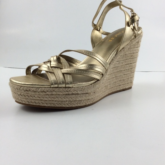 Coacn Dottie Womens Gold Leather Espadrille Wedge - Picture 4 of 8